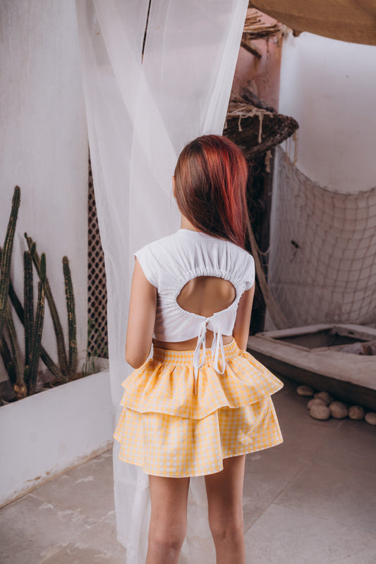 All-day Charm White Backless Top