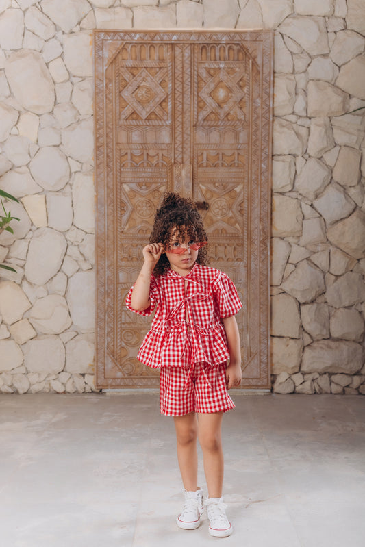 Crimson Plaid Short